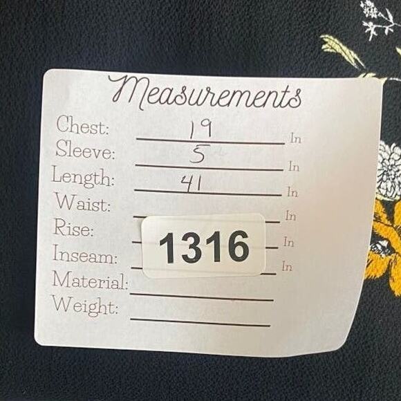 ZARA Floral Lace Up Back Babydoll Midi Stretch Dress Short Sleeve M Black Orange - Picture 8 of 15